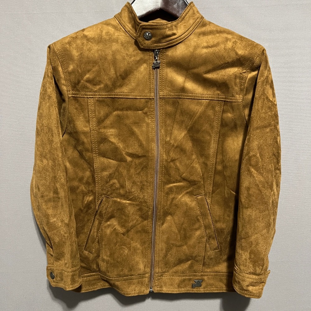 Emporio Collezione Mens‎ Tan Faux Suede Cafe Racer Moto Jacket Made in Italy M
